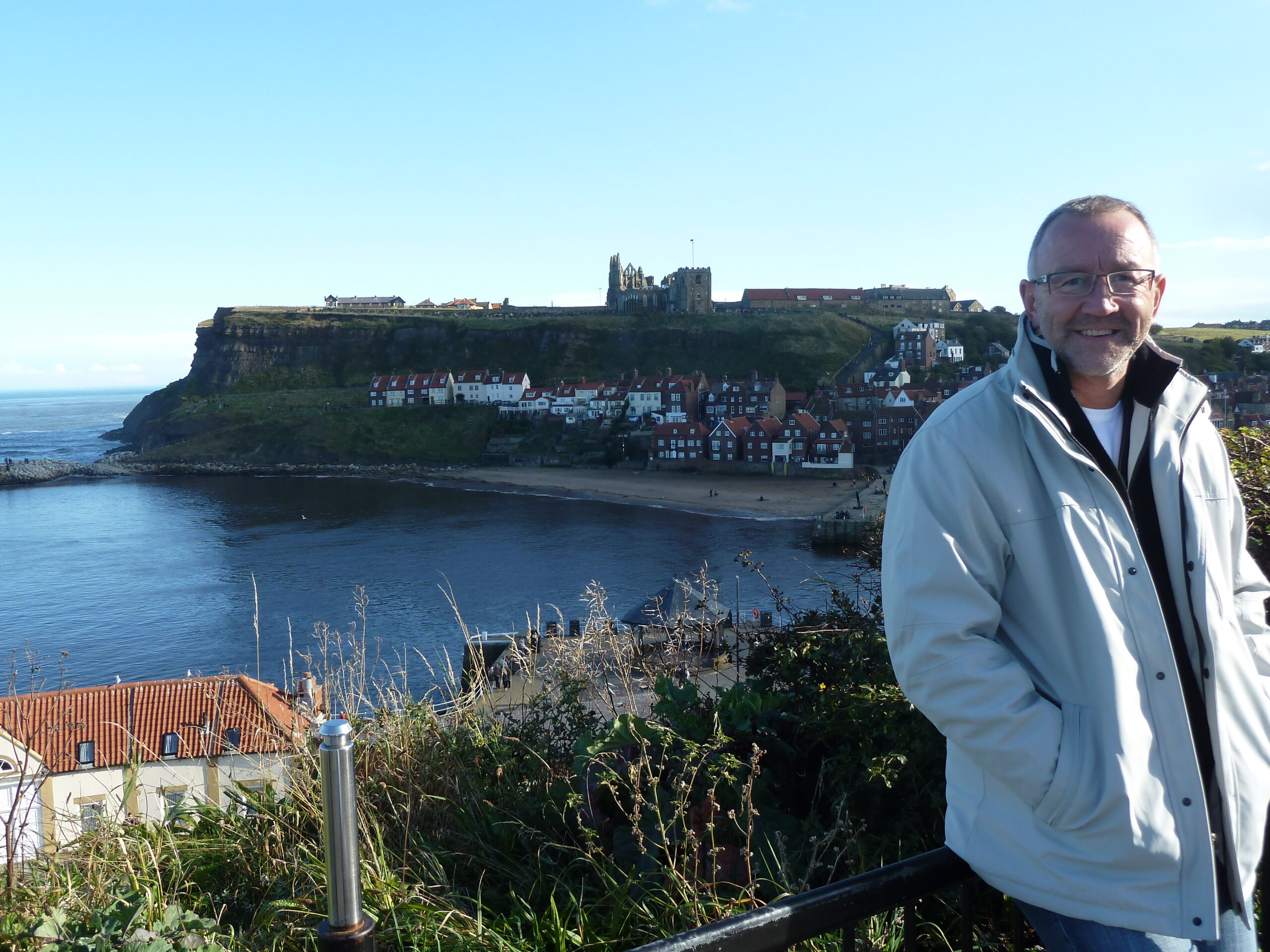 Chris visiting Whitby on the Yorkshire coast.