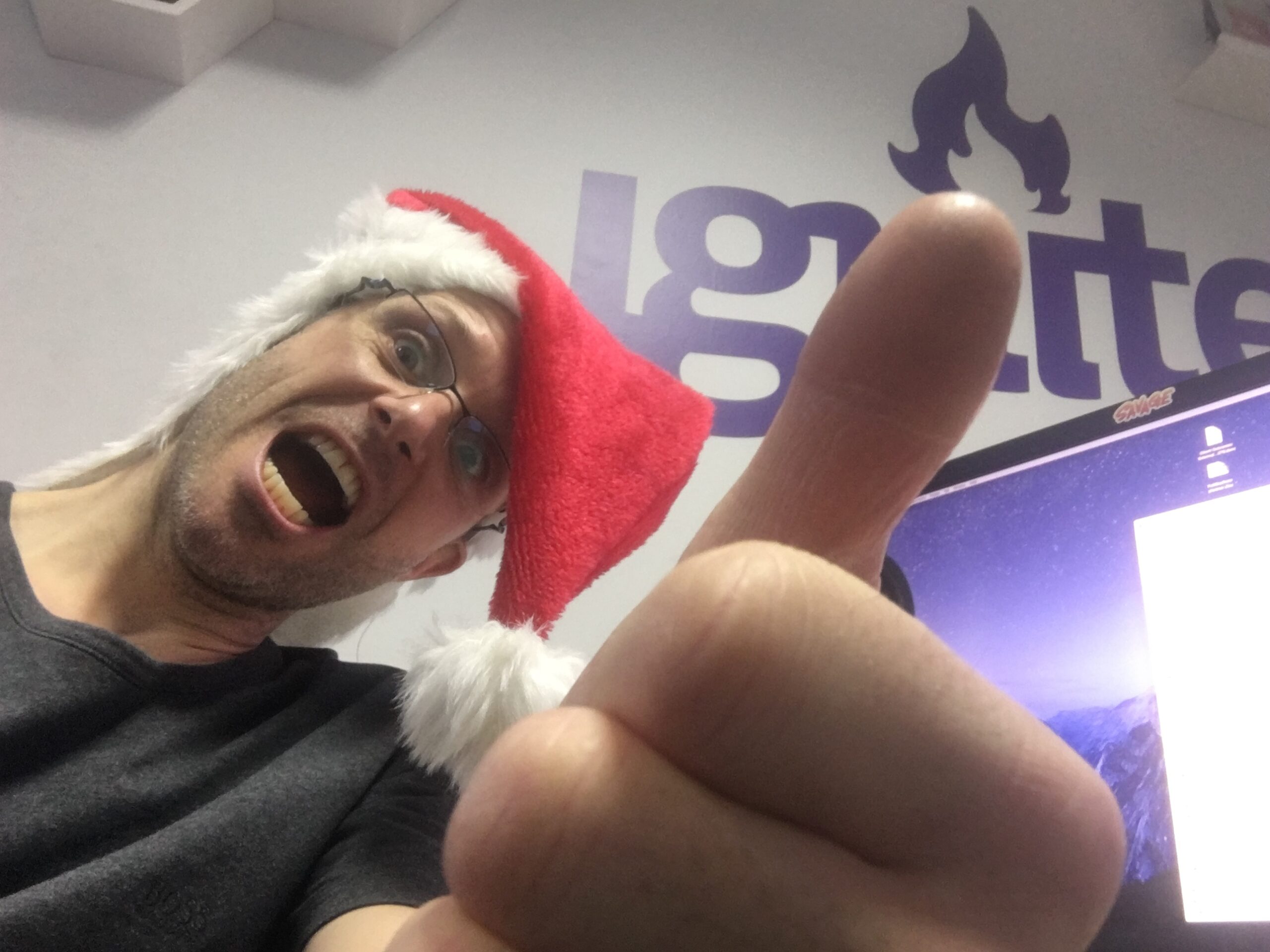Nik Claus makes a seasonal appearance in the Spiral studio.